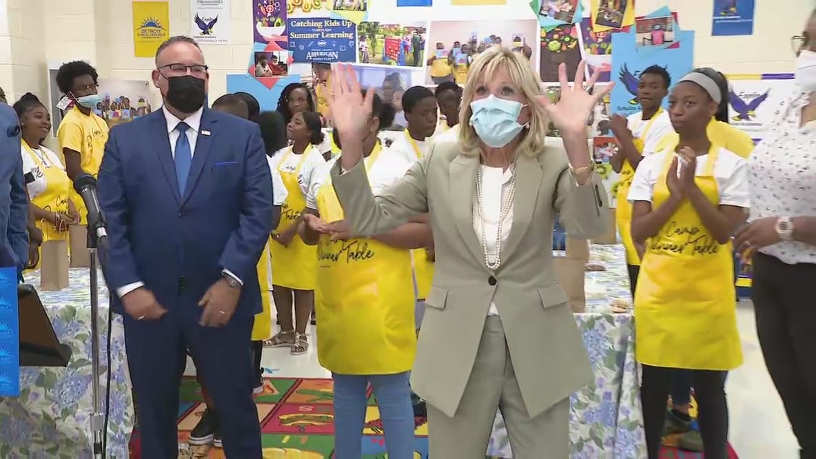 First Lady Dr. Jill Biden speaks at Detroit schools